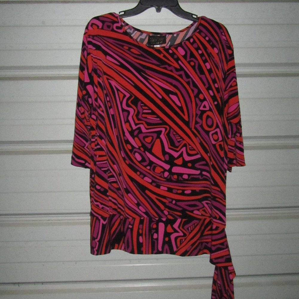 Bob Mackie Wearable Art Shirt Size Large Womens Colorful Blouse top shirt